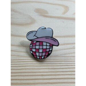 Cowboy Hat Disco Ball Enamel Pin With Secure Backing